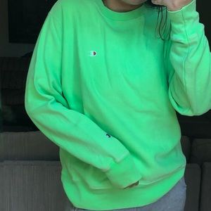 Champion Neon / Lime Green Oversized Crewneck